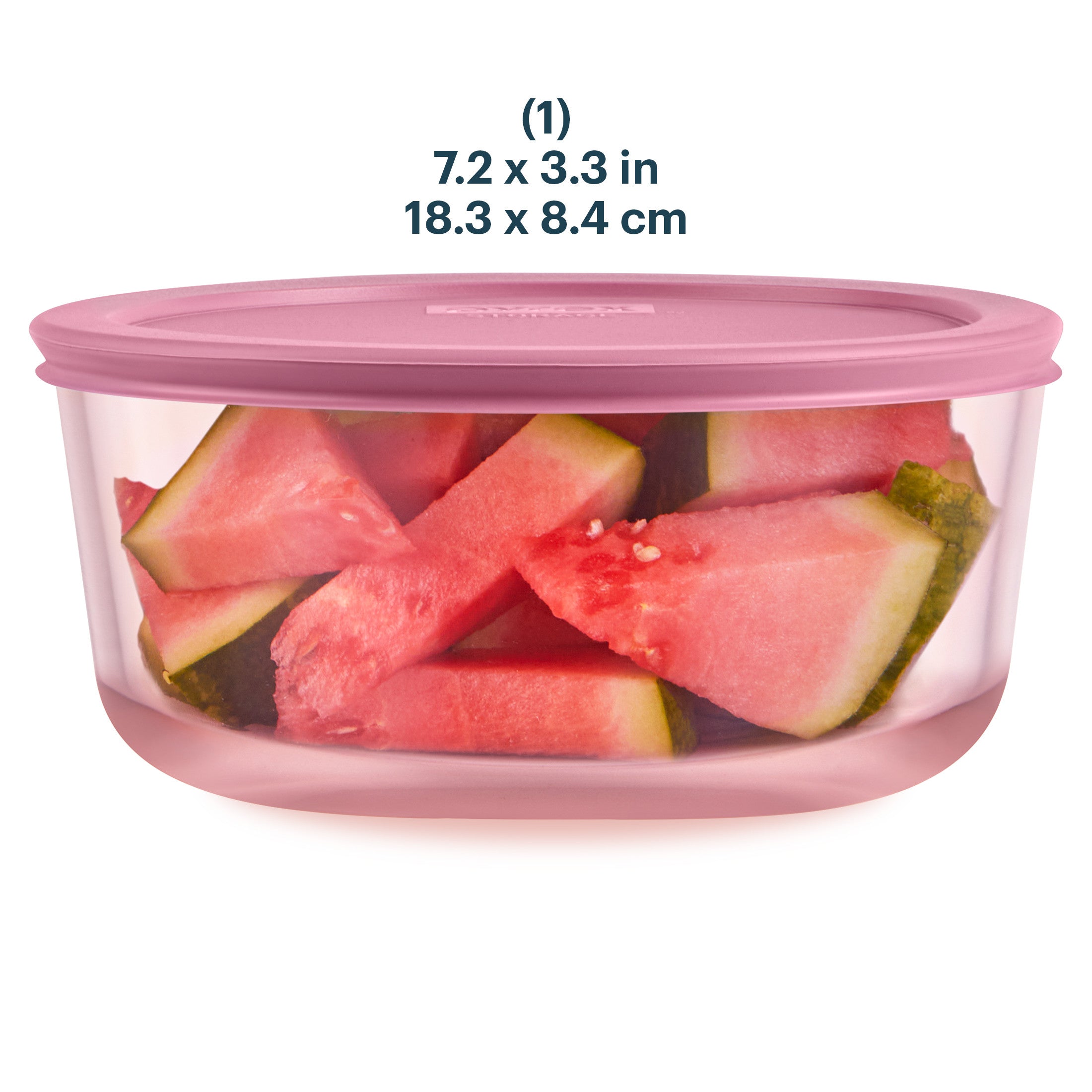 Pyrex® Simply Store® Tinted Glass 7-cup Round Storage Container with Lid, Pink - Image 2