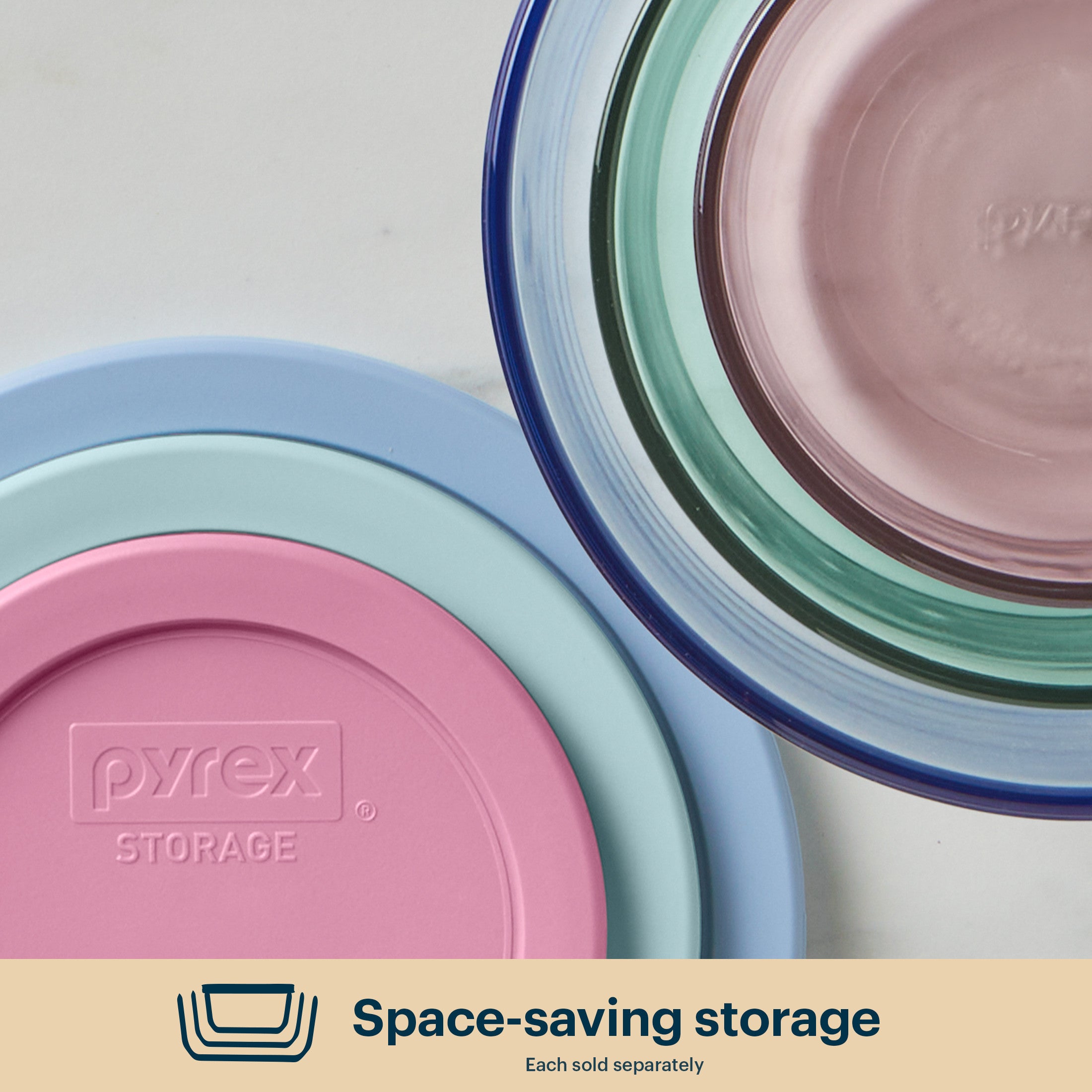 Pyrex® Simply Store® Tinted Glass 7-cup Round Storage Container with Lid, Pink - Image 5