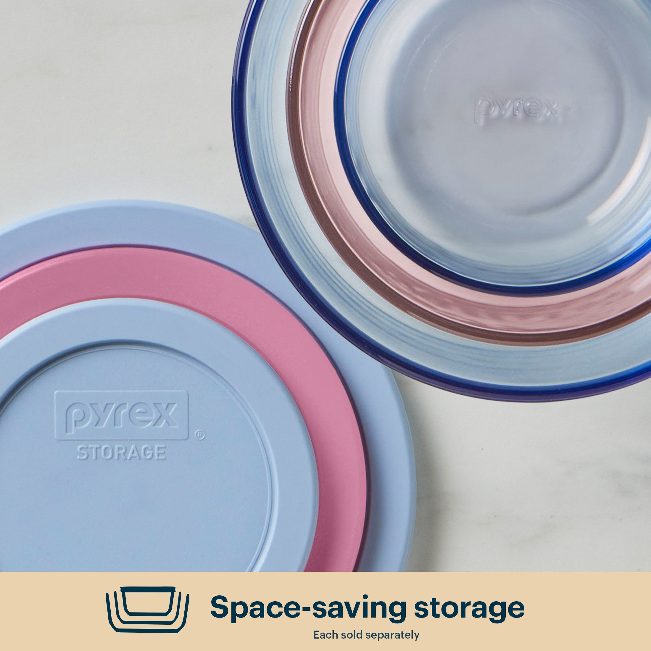 Pyrex® Simply Store® Tinted Glass 2-cup Round Storage Containers, 6-pc Set, Mixed Colors - Image 5