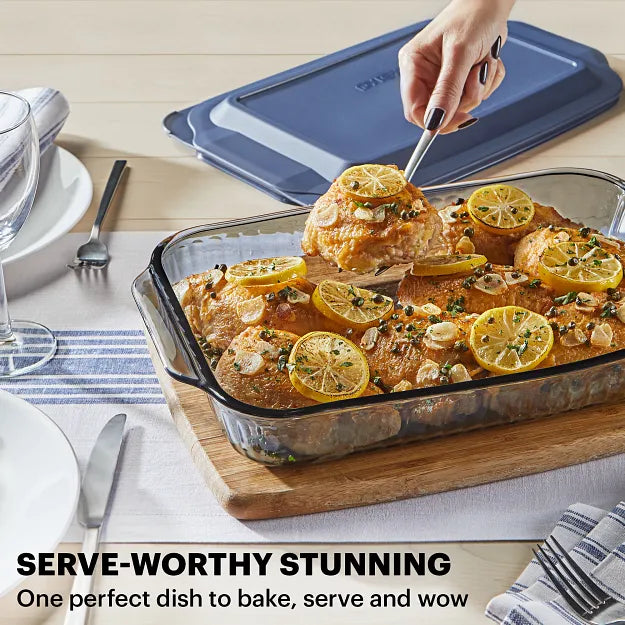Pyrex® Colors Sculpted Tinted 4-piece Baking Set with Plastic Lids, Smoke - Image 2
