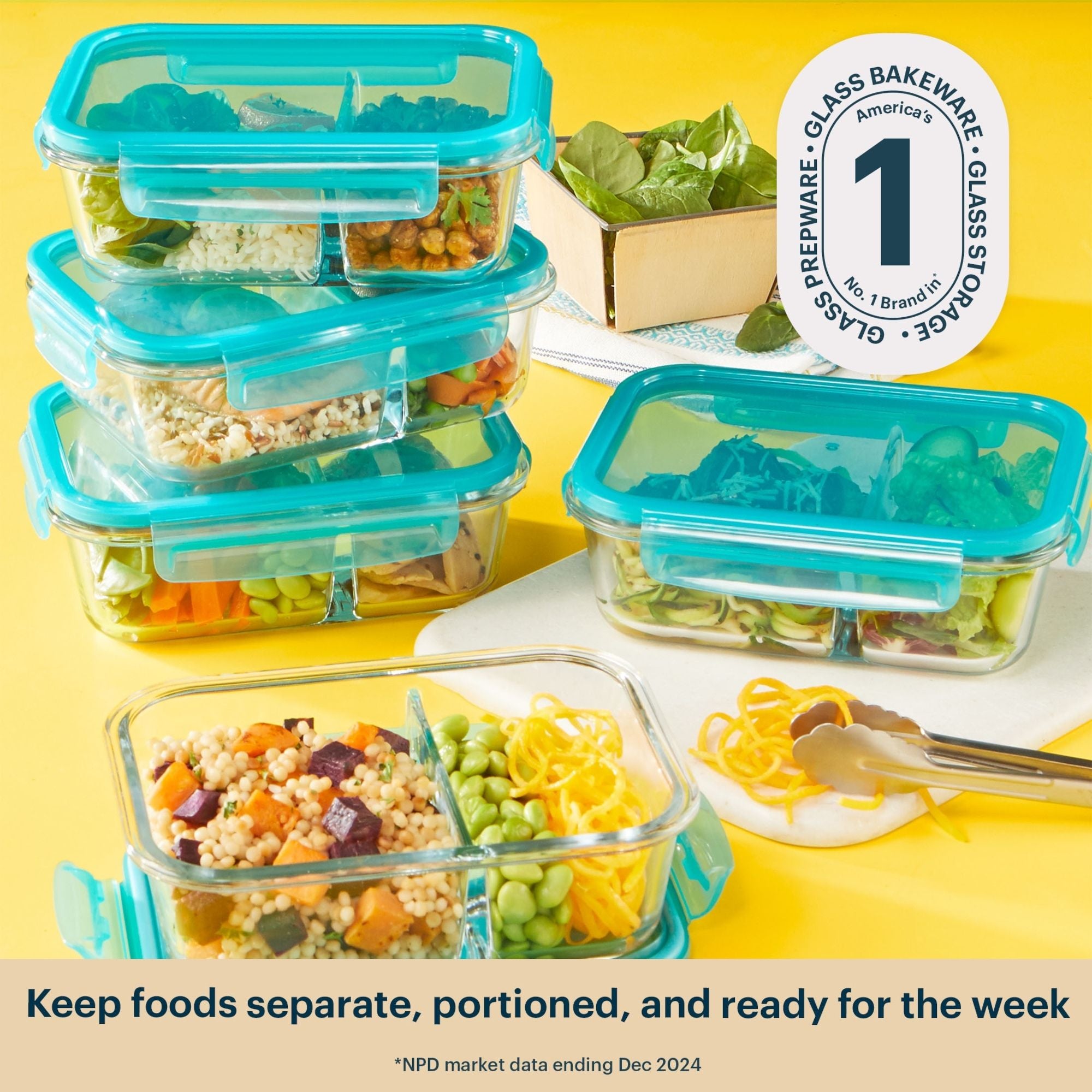 Pyrex® MealBox 10-Piece Divided Storage Set, 4 Cup - Image 4